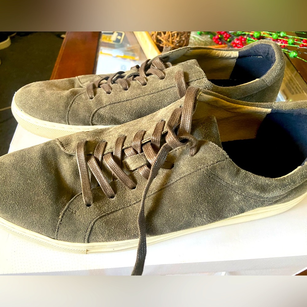 Green suede sneakers!